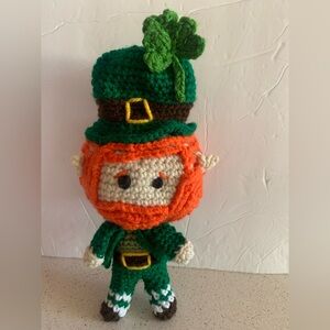 Leprechaun St Patrick Elf New About 9" Tall Handmade Crochet